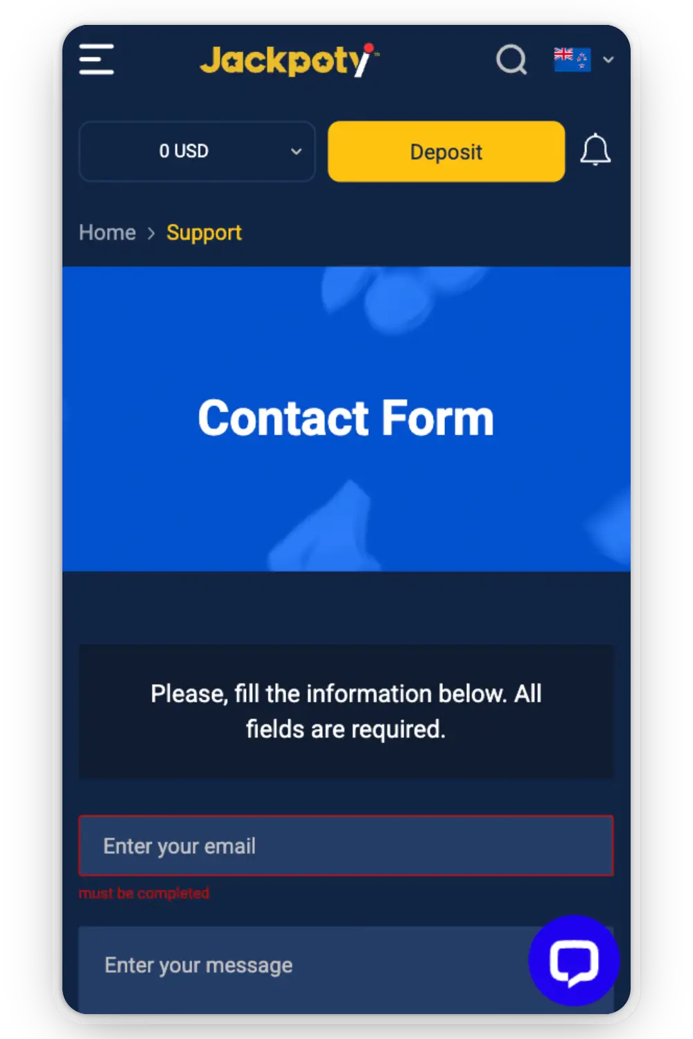 Customer Support jackpoty