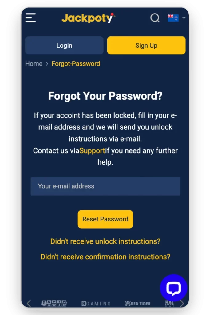 Jackpoty Login Password Recovery